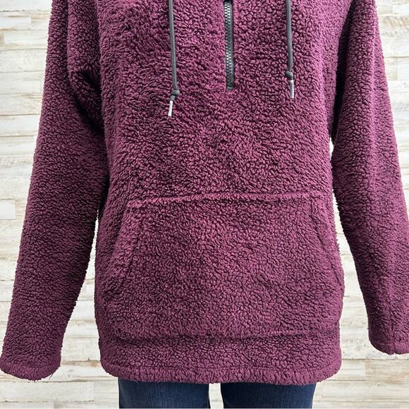 Victorias Secret Pink Teddy Fleece Jacket Womens Size XS Burgundy Quarter Zip - Picture 6 of 16